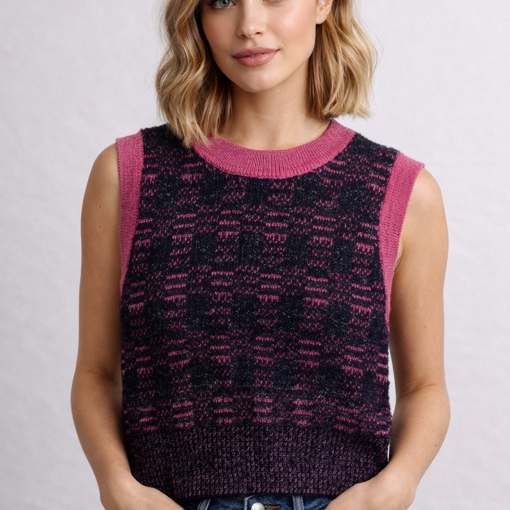 Cider Black and Pink Plaid Crop Top